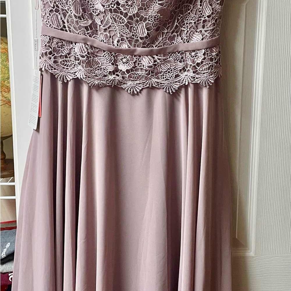 Elegant Lace Overlay Mauve Dress